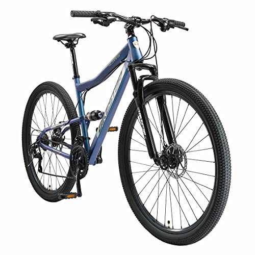 BIKESTAR Bicicleta de montaña Suspensión Doble Completa 29 Pulgadas | Cuadro 19" Cambio Shimano de 21 velocidades, Freno de Disco, Fully MTB Azul