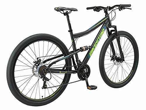 BIKESTAR Bicicleta de montaña Suspensión Doble Completa 29 Pulgadas | Cuadro 19" Cambio Shimano de 21 velocidades, Freno de Disco, Fully MTB Negro