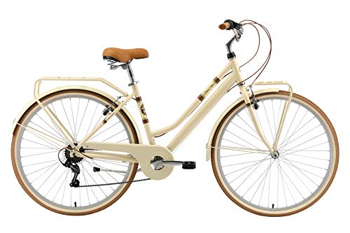 BIKESTAR Bicicleta de Paseo Aluminio Rueda de 26" Pulgadas | Bici de Cuidad Urbana 7 Velocidades Vintage para Mujeres | Beige