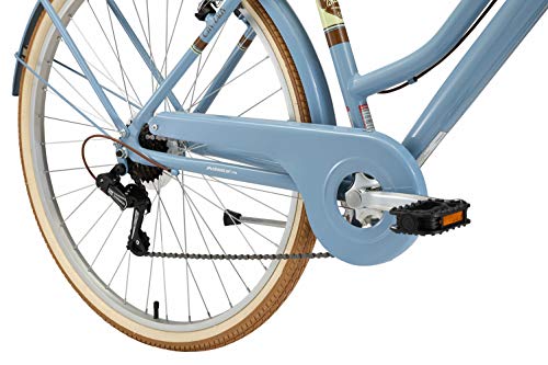 BIKESTAR Bicicleta de Paseo Aluminio Rueda de 28" Pulgadas | Bici de Cuidad Urbana 7 Velocidades Vintage para Mujeres | Azul