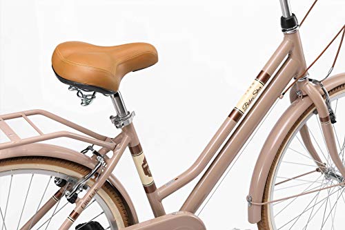 BIKESTAR Bicicleta de Paseo Aluminio Rueda de 28" Pulgadas | Bici de Cuidad Urbana 7 Velocidades Vintage para Mujeres | Marrón