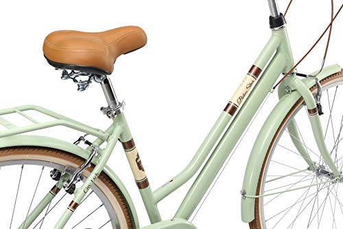 BIKESTAR Bicicleta de Paseo Aluminio Rueda de 28" Pulgadas | Bici de Cuidad Urbana 7 Velocidades Vintage para Mujeres | Menta