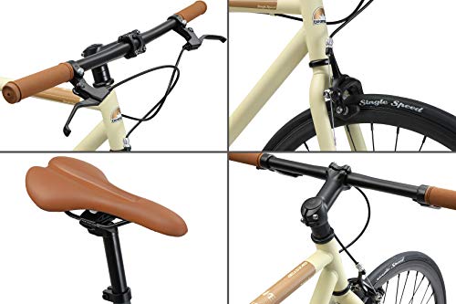 BIKESTAR Bicicleta de Paseo, Single Speed 700C Ruedas 28" | Bici de Carretera Cuadro 53 cm Retro Vintage Bici de Ciudad para Hombres y Mujeres | Beige