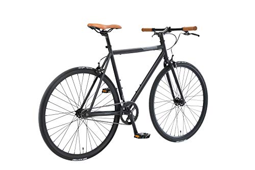 BIKESTAR Bicicleta de Paseo, Single Speed 700C Ruedas 28" | Bici de Carretera Cuadro 53 cm Retro Vintage Bici de Ciudad para Hombres y Mujeres | Negro