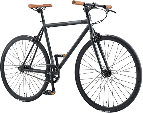 BIKESTAR Bicicleta de Paseo, Single Speed 700C Ruedas 28" | Bici de Carretera Cuadro 53 cm Retro Vintage Bici de Ciudad para Hombres y Mujeres | Negro