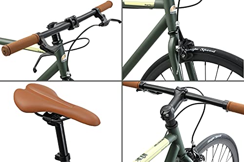 BIKESTAR Bicicleta de Paseo, Single Speed 700C Ruedas 28" | Bici de Carretera Cuadro 53 cm Retro Vintage Bici de Ciudad para Hombres y Mujeres | Verde