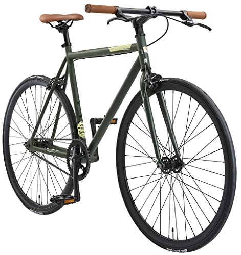 BIKESTAR Bicicleta de Paseo, Single Speed 700C Ruedas 28" | Bici de Carretera Cuadro 53 cm Retro Vintage Bici de Ciudad para Hombres y Mujeres | Verde