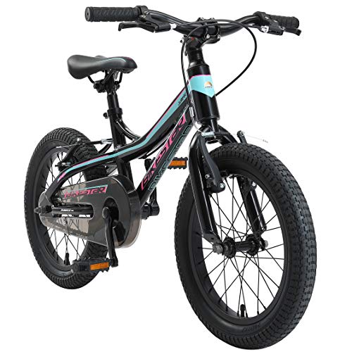 BIKESTAR Bicicleta Infantil Aluminio para niños y niñas a Partir de 4 años | Bici 16 Pulgadas con Freno en V | 16" Bici de montaña | Negro Azul