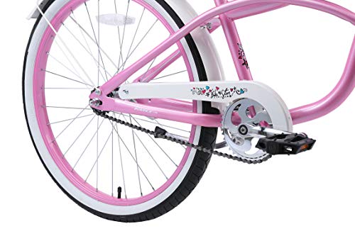 BIKESTAR Bicicleta Infantil para niños y niñas a Partir de 10 años | Bici 24 Pulgadas con Frenos | 24" Edición Cruiser Rosa