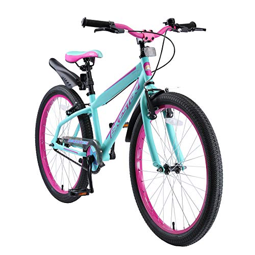 BIKESTAR Bicicleta Infantil para niños y niñas a Partir de 10 años | Bici de montaña 24 Pulgadas con Frenos | 24" Edición Mountainbike Turquesa Berry