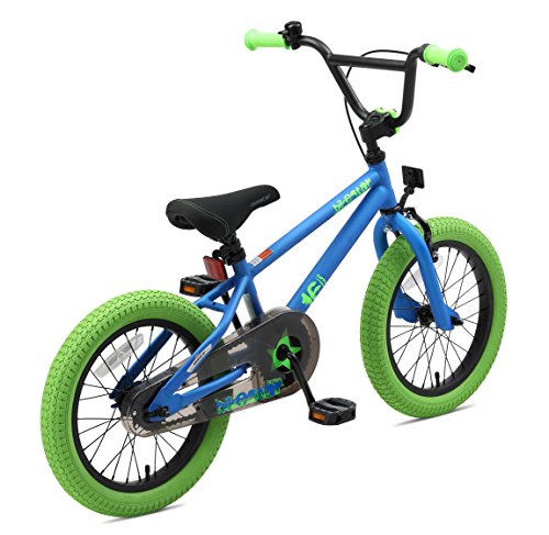 BIKESTAR Bicicleta Infantil para niños y niñas a Partir de 4 años | Bici 16 Pulgadas con Frenos | 16" Edición BMX Azul Verde