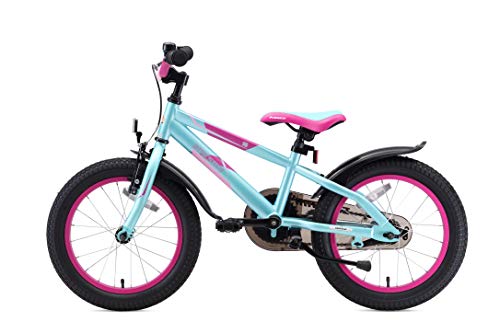 BIKESTAR Bicicleta Infantil para niños y niñas a Partir de 4 años | Bici de montaña 16 Pulgadas con Frenos | 16" Edición Mountainbike Turquesa