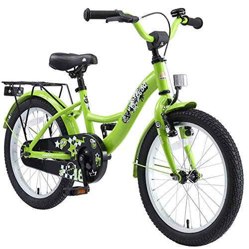 BIKESTAR Bicicleta Infantil para niños y niñas a Partir de 5 años | Bici 18 Pulgadas con Frenos | 18" Edición Clásica Verde