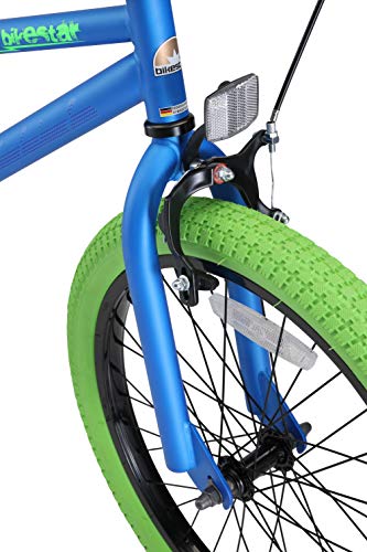 BIKESTAR Bicicleta Infantil para niños y niñas a Partir de 6 años | Bici 20 Pulgadas con Frenos | 20" Edición BMX BLU Verde