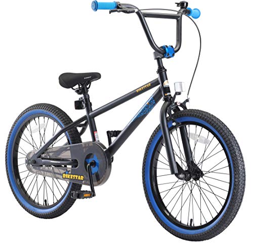 BIKESTAR Bicicleta Infantil para niños y niñas a Partir de 6 años | Bici 20 Pulgadas con Frenos | 20" Edición BMX Negro BLU