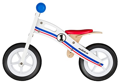 BIKESTAR Bicicleta sin Pedales para niños y niñas | Bici Madera Pulgadas a Partir de 2-3 años | 10" Edición Sport Blanco, Azul, Rojo