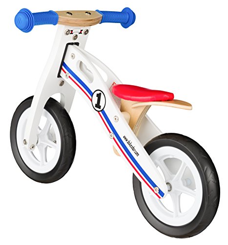 BIKESTAR Bicicleta sin Pedales para niños y niñas | Bici Madera Pulgadas a Partir de 2-3 años | 10" Edición Sport Blanco, Azul, Rojo