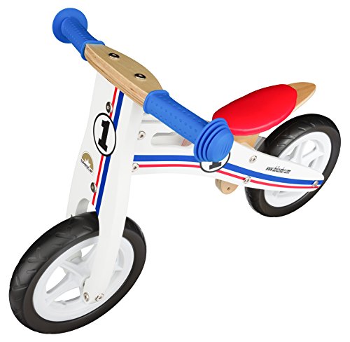 BIKESTAR Bicicleta sin Pedales para niños y niñas | Bici Madera Pulgadas a Partir de 2-3 años | 10" Edición Sport Blanco, Azul, Rojo