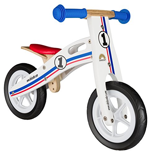 BIKESTAR Bicicleta sin Pedales para niños y niñas | Bici Madera Pulgadas a Partir de 2-3 años | 10" Edición Sport Blanco, Azul, Rojo