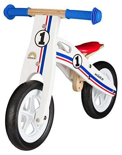 BIKESTAR Bicicleta sin Pedales para niños y niñas | Bici Madera Pulgadas a Partir de 2-3 años | 10" Edición Sport Blanco, Azul, Rojo