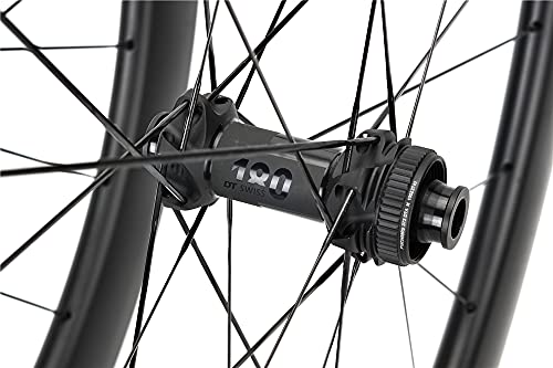 Bikewish DT Swiss 180 Disc - Frenos de disco para bicicleta de carretera (carbono, 700 C, con bloqueo central, 100 x 12, 142 x 12)