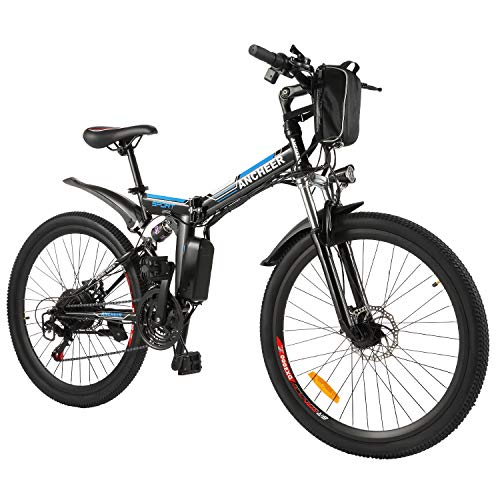 BIKFUN Bicicleta Eléctrica Plegable, 26" E-Bike para Adulto, Batería de Litio-Ion(36V, 8Ah), Motor 250W, Shimano 21 Marchas (26" Aventuras-Negras)