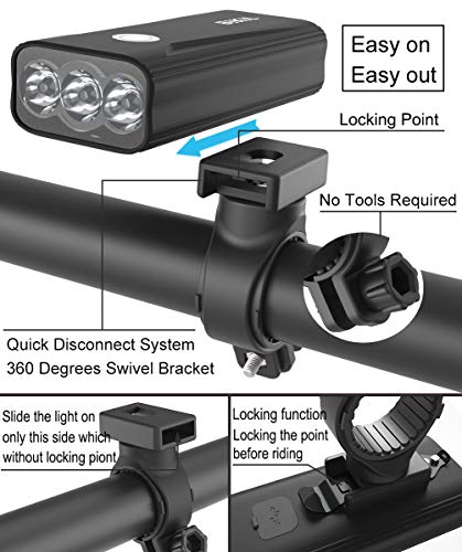 BIKIL luz bicicleta 6400mAh,luz delantera bicicleta Potente 2400 Lúmenes,luces bicicleta delantera y trasera recargable,Linterna LED Impermeable para Ciclismo Carretera y Montaña para la Noche