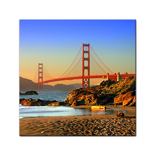 Bilderdepot24 202919 - Cuadro sobre lienzo, 40 x 40 cm, diseño de puente Golden Gate