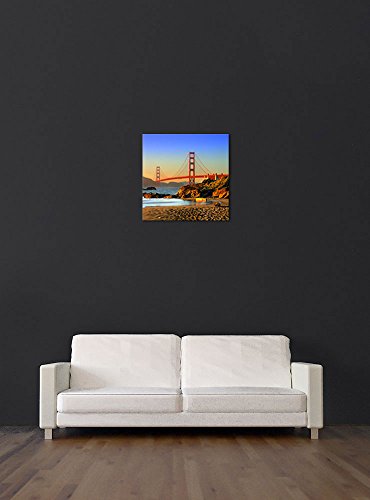 Bilderdepot24 202919 - Cuadro sobre lienzo, 40 x 40 cm, diseño de puente Golden Gate