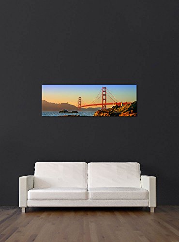 Bilderdepot24 202920B - Cuadro sobre lienzo (160 x 50 cm, tamaño XXL), diseño de puente Golden Gate I