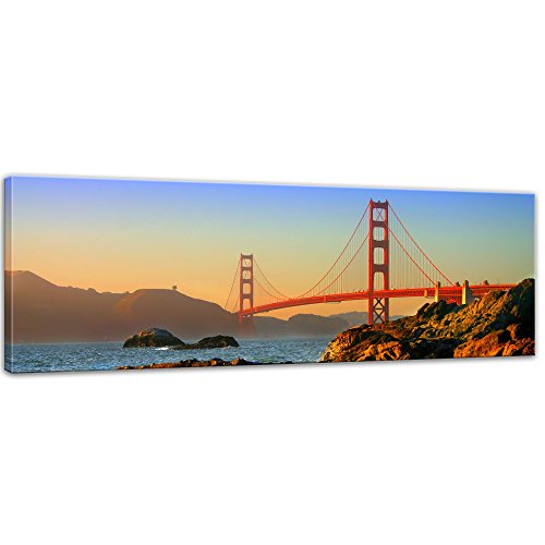 Bilderdepot24 202920B - Cuadro sobre lienzo (160 x 50 cm, tamaño XXL), diseño de puente Golden Gate I