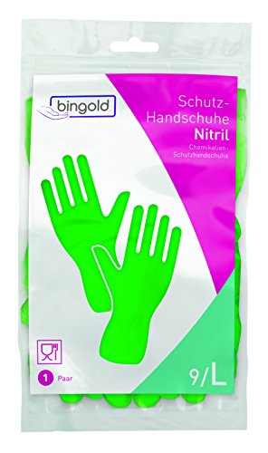 BINGOLD 504512 Guantes de Nitrilo, Reutilizables, 1 Par, Talla L, Verde