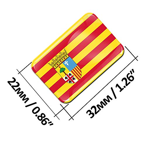 Biomar Labs® 2 x 3D Gel Pegatinas Siliconas Comunidad de España Aragón Bandera Emblema Aragonesa Español Stickers Zaragoza Spain Flag Adhesivos Auto Coche Moto Bicicleta Ordenador F 87