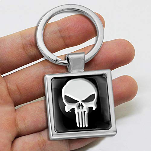 Biomar Labs® Llavero con Caja de Regalo de Metal en 3D para Hombres y Mujeres Punisher Skull Cráneo Calavera KK 291