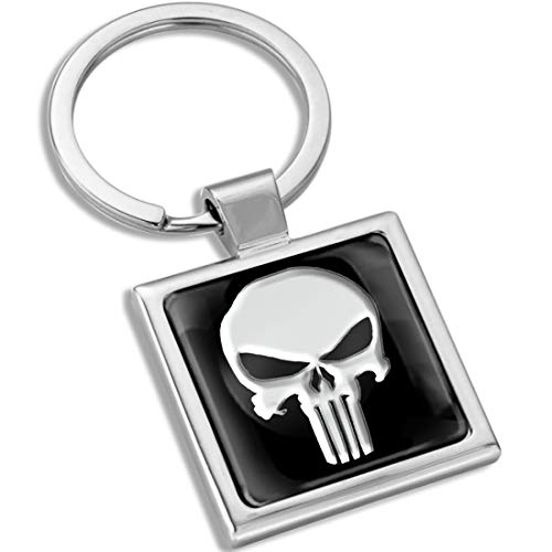 Biomar Labs® Llavero con Caja de Regalo de Metal en 3D para Hombres y Mujeres Punisher Skull Cráneo Calavera KK 291