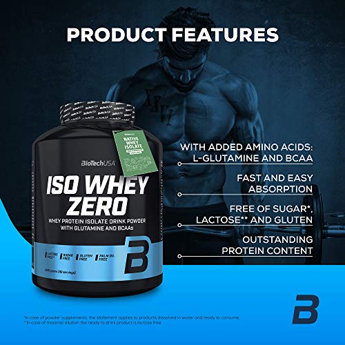 BioTechUSA Iso Whey ZERO, Lactose, Gluten, Sugar FREE, Whey Protein Isolate, 2.27 kg, Chocolate