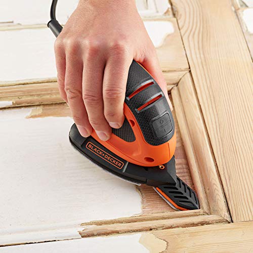 BLACK+DECKER BEW230BC Lijadora de Detalle Mouse 55W 11.000RPM Diámetro Orbita 1.5mm Incluye 15 Accesorios y Bolsa de Transporte