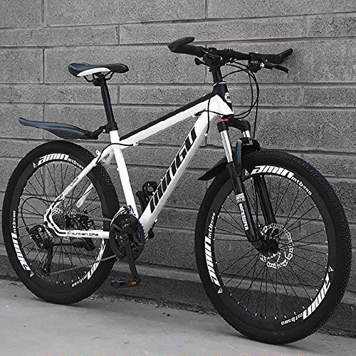 Blanco Y Negro Absorción De Impactos Bicicleta De Neumáticos De Grasa Sport Bike,21-Velocidad Bicicleta De Engranajes con Frenos De Disco Dobles & Suspensión De Horquilla,24 Pulgadas Chicos Bicicleta