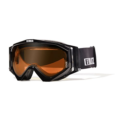 BLIZ Unisex - Gafas de esquí para adultos Edge 18 BLACK - negro/cristal - naranja S2 - mediano