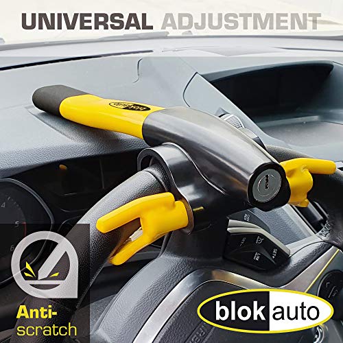 Blokauto 9595 Barra antirrobo Coche Volante salpicadero, Universal, Cierre basculante, Amarillo y Negro