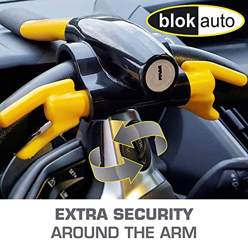 Blokauto 9595 Barra antirrobo Coche Volante salpicadero, Universal, Cierre basculante, Amarillo y Negro