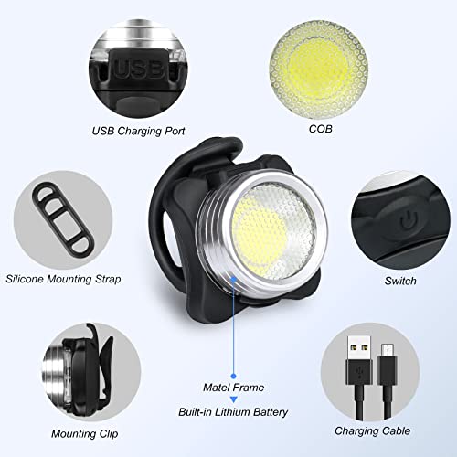 Blukar Luces Bicicleta, Luces Bicicleta Delantera y Trasera Recargable USB, Luz Bicicleta Impermeable LED con 5 Iluminación Modos, Luces Seguridad para Ciclismo de Montaña y Carretera