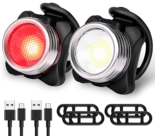 Blukar Luces Bicicleta, Luces Bicicleta Delantera y Trasera Recargable USB, Luz Bicicleta Impermeable LED con 5 Iluminación Modos, Luces Seguridad para Ciclismo de Montaña y Carretera