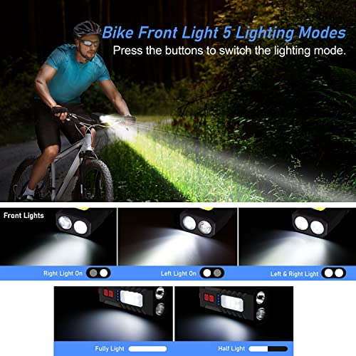 Blukar Luz Bicicleta LED, Super Brillante Luz Delantera Bicicleta Recargable USB, Impermeable Luces Bicicleta Delanteras y Traseras, Luces Seguridad Noche para Ciclismo