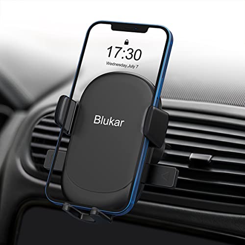 Blukar Soporte Móvil Coche, Universal Soporte Teléfono Coche para Rejilla del Aire Ventilación, 360° Rotación/Lanzamiento de una Tecla para iPhone 12/11 y Otros Dispositivos de 4-6.7 Pulgadas