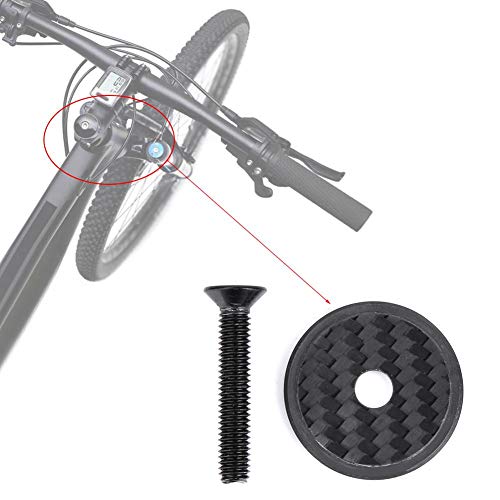 Bnineteenteam Casquillo Superior del vástago de la Bicicleta, Tapa Superior de Las Auriculares de Fibra de Carbono con Tornillo para Bicicleta de montaña