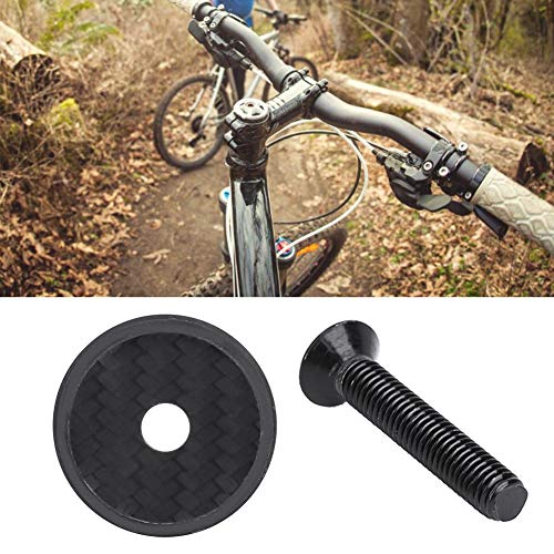 Bnineteenteam Casquillo Superior del vástago de la Bicicleta, Tapa Superior de Las Auriculares de Fibra de Carbono con Tornillo para Bicicleta de montaña