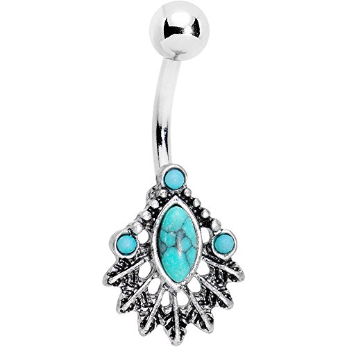 BodyCandy Acero Inoxidable Suroeste Azul Orbe Pluma Corona Piercing Ombligo