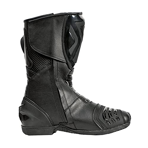 Bohmberg - Botas de moto, botas de piel deportivas, impermeables, de cuero estable protectores rígidos integrados - 44