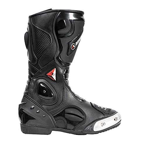 Bohmberg - Botas de moto, botas de piel deportivas, impermeables, de cuero estable protectores rígidos integrados - 44